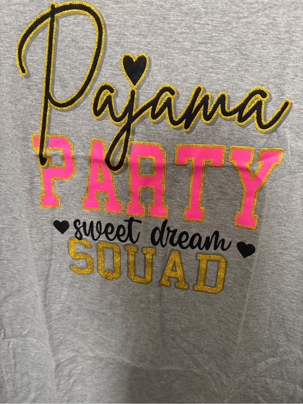 Gray Pajama Shirt extra long with Pink and Gold Lettering